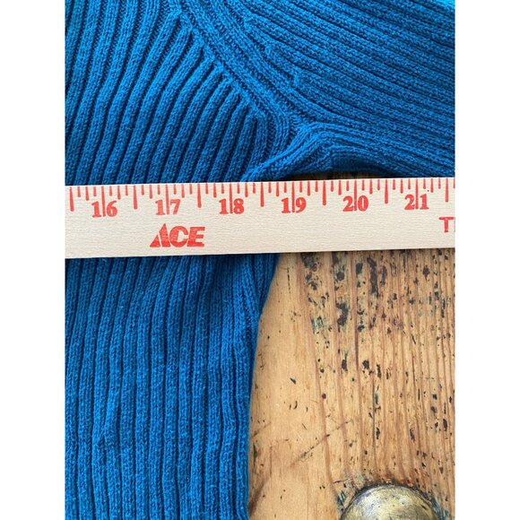 Simply Vera Vera Wang Women’s Teal Ribbed Cardigan Sweater M Button-Front Cotton - Picture 7 of 8